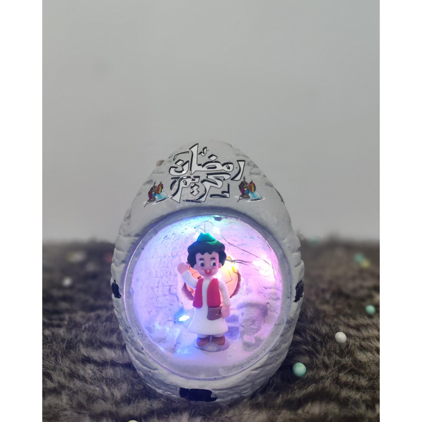 فانوس فخار مضيئ رمادي