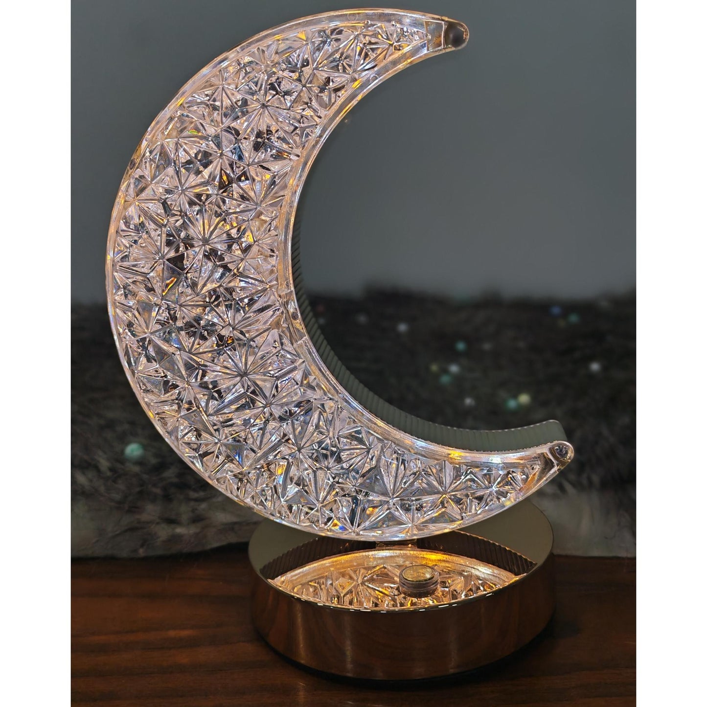 هلال كريستال مضيئ تاتش 3 الوان مقاس 20سم