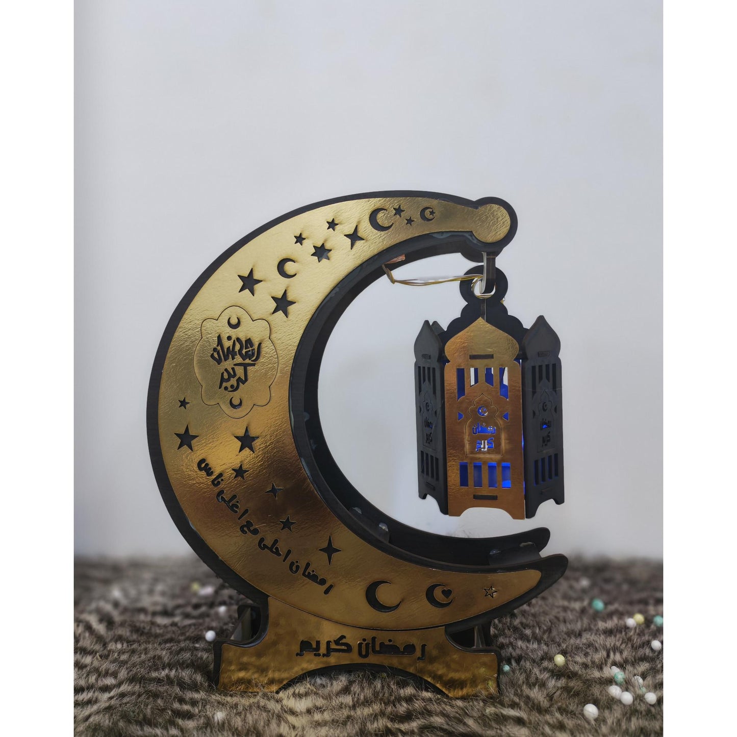 هلال مع فانوس مضيئ مقاس 30 سم