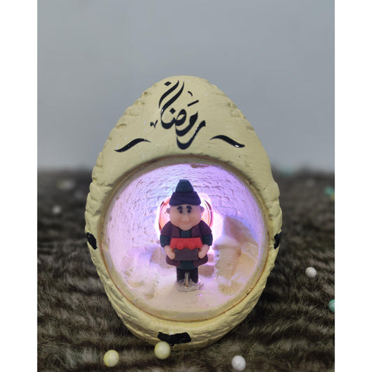 فانوس فخار مضيئ اصفر