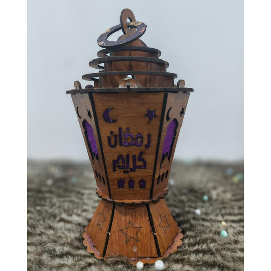فانوس خشب مضيئ بني مقاس 25 سم