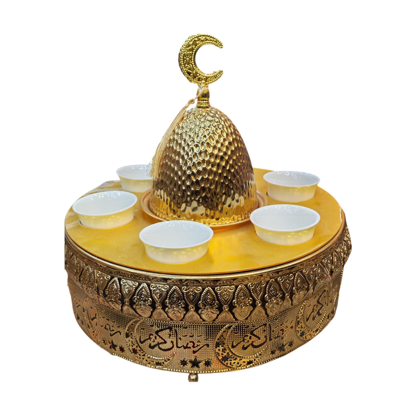 تمرية معدن مع 6 فنجان