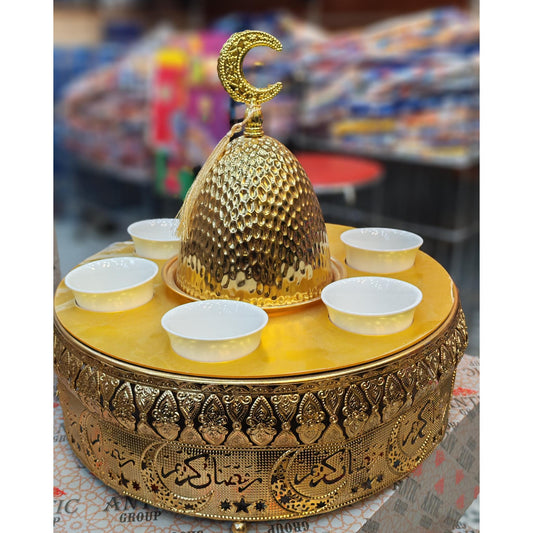 تمرية معدن مع 6 فنجان